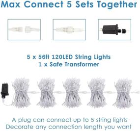 img 1 attached to 🎄 2-Pack EXF Connectable Christmas Lights - 240 LED Waterproof Clear Wire String Lights for Indoor/Outdoor Use - 8 Modes Twinkle Lights for Room, Garden, Xmas Tree Decorations (Warm White)