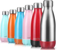 👜 anature stainless steel water bottle: compact and protective, 9oz size for lunchbox, backpack, or handbag логотип