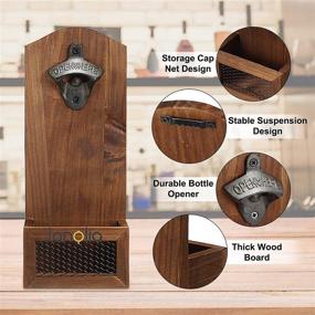 img 2 attached to 🍺 Janolia Vintage Style Wooden Wall Beer Opener with Cap Catcher: Perfect Father's Day or Friendship Gift