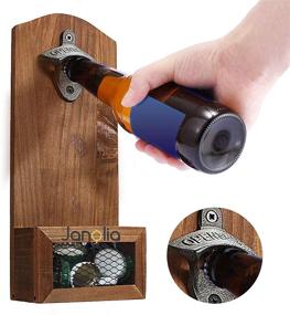 img 4 attached to 🍺 Janolia Vintage Style Wooden Wall Beer Opener with Cap Catcher: Perfect Father's Day or Friendship Gift