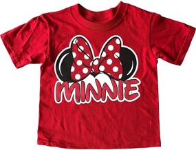 img 1 attached to Пестрая футболка для маленьких девочек Disney Minnie Mouse с семейным принтом – красная, размер 2T.