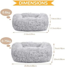 img 3 attached to 🐱 DUDUPE Calming Cat Dog Bed: Plush Pet Cushion with Non-Slip Bottom + Grooming Gloves – Improve Sleep for Puppies and Kitties