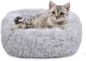 img 4 attached to 🐱 DUDUPE Calming Cat Dog Bed: Plush Pet Cushion with Non-Slip Bottom + Grooming Gloves – Improve Sleep for Puppies and Kitties