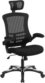 img 3 attached to 🪑 Premium Ergonomic Executive Office Chair: High-Back Black Mesh Swivel Chair with Flip-Up Arms, Adjustable Headrest, and Comfortable Design