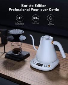 img 3 attached to ☕ Temperature Control Electric Gooseneck Kettle for Coffee and Tea, Stainless Steel Inner Lid and Bottom, Rapid Heating 1200W, 0.8L Capacity, Built-in StopWatch, Matt White Finish.