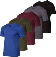 real essentials men’s v-neck mesh moisture wicking 👕 active athletic performance short sleeve t-shirt set of 5 logo