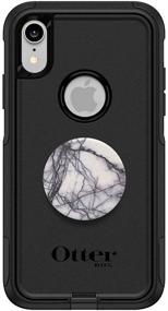 img 2 attached to OtterBox COMMUTER SERIES Case for iPhone XR - (Black) with PopSockets PopGrip - (Dove White Marble) Bundle