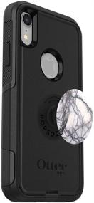 img 1 attached to OtterBox COMMUTER SERIES Case for iPhone XR - (Black) with PopSockets PopGrip - (Dove White Marble) Bundle