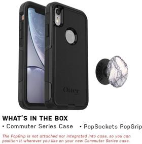 img 3 attached to OtterBox COMMUTER SERIES Case for iPhone XR - (Black) with PopSockets PopGrip - (Dove White Marble) Bundle