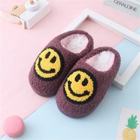 img 3 attached to Cozy Memory Foam Slippers - Warm Smile Face Fuzzy Slides with Soft Cotton Comfort - Anti-Slip Sole for Kids, Women, and Men