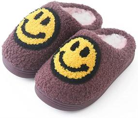 img 4 attached to Cozy Memory Foam Slippers - Warm Smile Face Fuzzy Slides with Soft Cotton Comfort - Anti-Slip Sole for Kids, Women, and Men