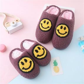 img 1 attached to Cozy Memory Foam Slippers - Warm Smile Face Fuzzy Slides with Soft Cotton Comfort - Anti-Slip Sole for Kids, Women, and Men