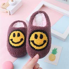 img 2 attached to Cozy Memory Foam Slippers - Warm Smile Face Fuzzy Slides with Soft Cotton Comfort - Anti-Slip Sole for Kids, Women, and Men