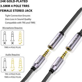 img 2 attached to 🔌 Dukabel Кабель адаптера 3,5 мм Женский к Женскому - Куплер 4-полюсный TRRS Женский - Удлинительный кабель AUX [без потерь аудио OFC & плетеный кристалл-нейлон] - AUX Кабель с разъемом стерео разъема - TopSeries (6 дюймов / 15 см)