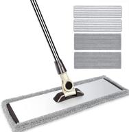 premium 18-inch microfiber dust mop with stainless steel handle, 2 washable mop pads + 2 microfiber pads, ideal cleaner for hardwood, laminate & tile surfaces logo