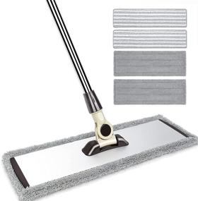 img 4 attached to Premium 18-Inch Microfiber Dust Mop with Stainless Steel Handle, 2 Washable Mop Pads + 2 Microfiber Pads, Ideal Cleaner for Hardwood, Laminate & Tile Surfaces