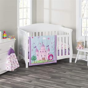 img 4 attached to 👸 Princess Storyland 3 Piece Girls Crib Bedding Set: Quilt, Fitted Sheet, Dust Ruffle