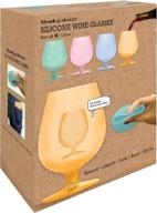 🍷 shark skinzz silicone stemmed wine glasses - 4 count (pack of 1) in pastel pink, blue, orange, and green логотип