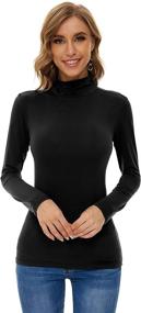 img 4 attached to 👚 Fashionable and Comfortable Women's Fitted Turtleneck Sleeves for Lingerie, Sleep & Lounge