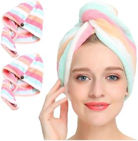 img 4 attached to AuroTrends® Microfiber Turban Absorbent Rainbow