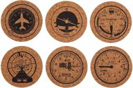 ✈️ corkology aviation set flight instruments coasters, 3.75-inch diameter, cork logo