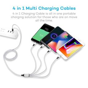 img 2 attached to 🔌 4-в-1 Многофункциональный зарядный кабель: Нейлоновая оплетка 3A 4FT Универсальное зарядное устройство для всех устройств - порт Type-C/Micro USB - USB-кабель для мобильных телефонов и других устройств (серебристый, 2 шт.)