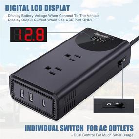 img 2 attached to ⚡️ LEICESTERCN 300W Pure Sine Wave Power Inverter - DC 12V to 110V AC Car Converter - 2 AC Outlets, 4.8A Dual USB Ports, and 1 Type-C Port