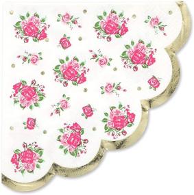 img 2 attached to 🌸 Charming Vintage Floral Paper Napkins: Scalloped Edges, 4.9 x 4.7 Inches (50 Pack)