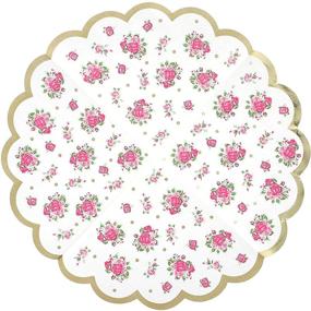 img 1 attached to 🌸 Charming Vintage Floral Paper Napkins: Scalloped Edges, 4.9 x 4.7 Inches (50 Pack)