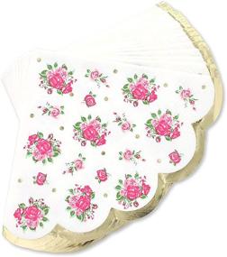 img 4 attached to 🌸 Charming Vintage Floral Paper Napkins: Scalloped Edges, 4.9 x 4.7 Inches (50 Pack)