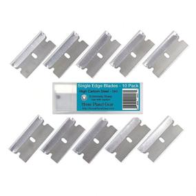 img 2 attached to 🔪 Pack of 10 Single Edge Razor Blades – Straight Edge Razor Set – Includes 10 Ultra-Sharp Flat Blades in Handy Storage Dispenser – Heavy-Duty SK5 Oven Scraper Tool Refills