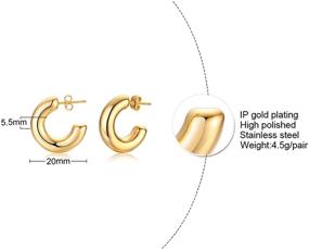 img 3 attached to 💫 Gamtic 18k Gold Plated Thick Big Hoop Earrings: Statement Jewelry for Women and Girls