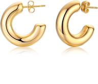 💫 gamtic 18k gold plated thick big hoop earrings: statement jewelry for women and girls logo