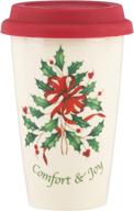 🎅 lenox holiday comfort & joy double wall ceramic thermal travel mug, 12 oz.: keep your drinks warm on the go! логотип