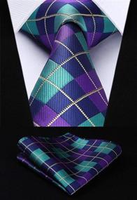 img 3 attached to Enhance Your Style with Hisdern Checkered Classic Neckties and Handkerchief: Quality Men's Accessories
