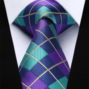 img 2 attached to Enhance Your Style with Hisdern Checkered Classic Neckties and Handkerchief: Quality Men's Accessories