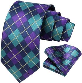img 4 attached to Enhance Your Style with Hisdern Checkered Classic Neckties and Handkerchief: Quality Men's Accessories