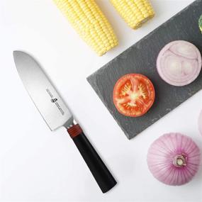 img 1 attached to 🔪 Нож Santoku TUO длиной 5,5 дюйма - профессиональный азиатский поварской нож для точного нарезания овощей, фруктов и мяса - лезвие из нержавеющей стали AUS-8 с эргономичной ручкой - включает подарочную коробку - серия Ring Lite.