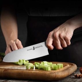 img 3 attached to 🔪 Нож Santoku TUO длиной 5,5 дюйма - профессиональный азиатский поварской нож для точного нарезания овощей, фруктов и мяса - лезвие из нержавеющей стали AUS-8 с эргономичной ручкой - включает подарочную коробку - серия Ring Lite.