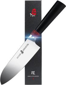 img 4 attached to 🔪 Нож Santoku TUO длиной 5,5 дюйма - профессиональный азиатский поварской нож для точного нарезания овощей, фруктов и мяса - лезвие из нержавеющей стали AUS-8 с эргономичной ручкой - включает подарочную коробку - серия Ring Lite.