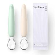 🍼 yooforea silicone spoon set for babies and toddlers - 100% food grade silicone - self feeding trainer utensils - soft tip for gum protection - bpa bps pvc free (tea & cream) logo