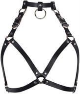 ethoon women's harness waist belt body chain - punk style with adjustable pu leather, heart buckles, and o-rings logo