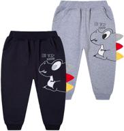 👖 dinosaur embroidery sweatpants for boys 3-8 years - leexiang boys' clothing pants logo