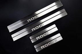 img 1 attached to 🚘 Nissan Rogue Accessories 2014-2020: Steel Door Cover Sill Protector Scuff Plate Trim Set (4pcs)