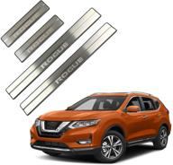 🚘 nissan rogue accessories 2014-2020: steel door cover sill protector scuff plate trim set (4pcs) logo