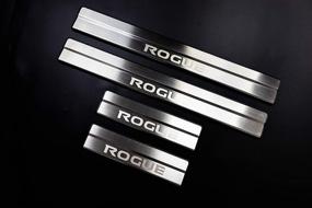 img 2 attached to 🚘 Nissan Rogue Accessories 2014-2020: Steel Door Cover Sill Protector Scuff Plate Trim Set (4pcs)