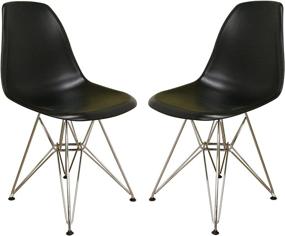 img 4 attached to 🪑 Black Plastic Chair Set of 2 with Steel Base by Baxton Studio: Isidora - Enhance SEO