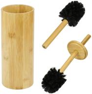 🐼 sustainable bamboo toilet brush set - 2 brushes and handles, deep cleaning, cream/natural bamboo finish logo