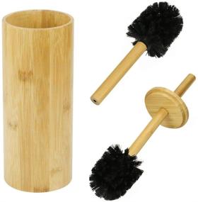 img 4 attached to 🐼 Sustainable Bamboo Toilet Brush Set - 2 Brushes and Handles, Deep Cleaning, Cream/Natural Bamboo Finish