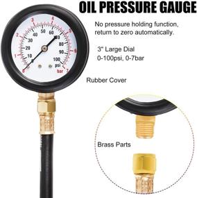 img 1 attached to 🚗 JIFETOR Oil Pressure Tester Kit for Trucks, Cars, and ATVs - Professional Engine Diagnostic Test Tool with 100PSI Pressure Gauge and Hose Adapter